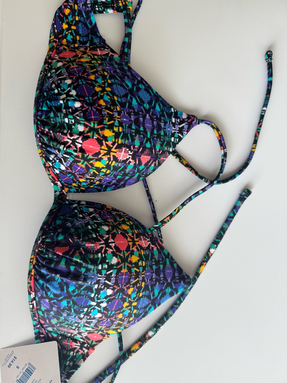 Bikini Top with Multicolor Abstract Print